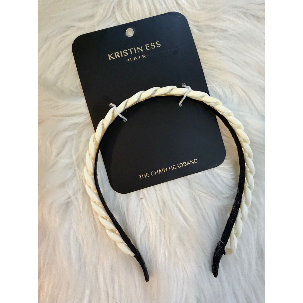 Kristin Ess The Chain Headband White Acrylic Chunky Link Hair Accessory NEW